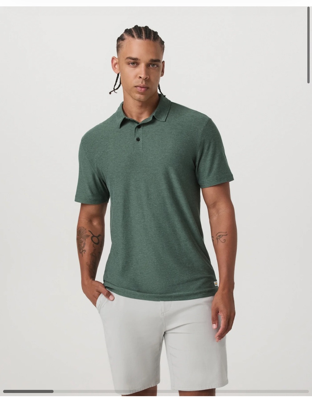 Vuori Strato Tech Polo Shirt Green Athletic Fit Stretch Performance v188 Sz L